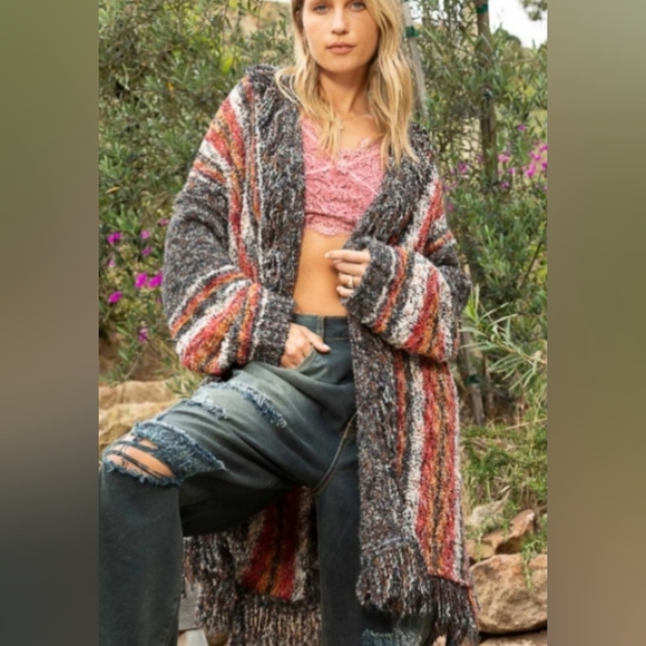 POL Belted Fringe Cardigan Sweater - Picture 7 of 7